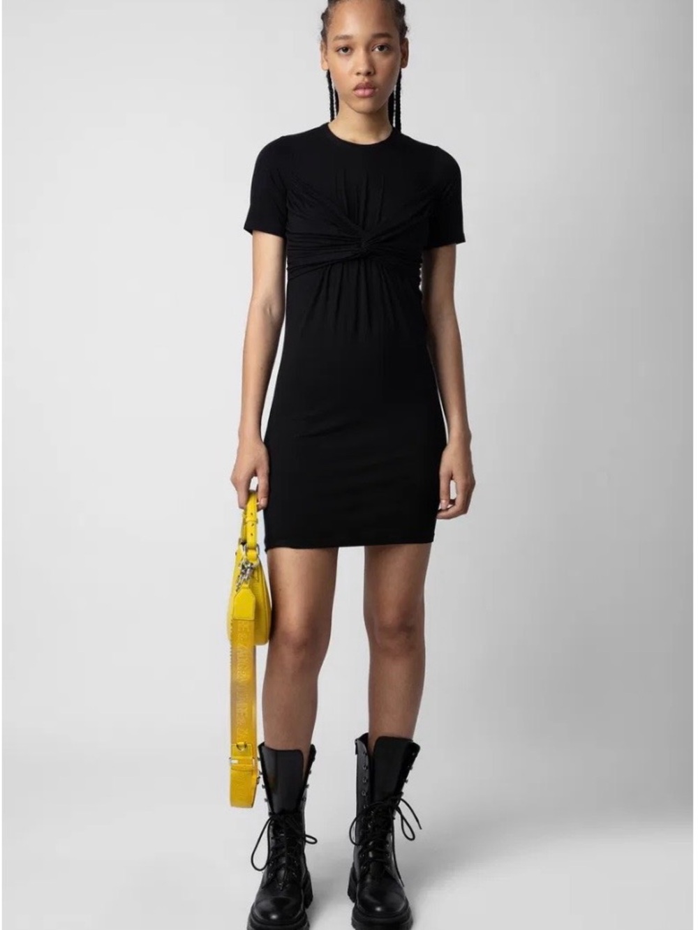 Zadig & Voltaires Mara Black Twist-Front Short Sleeve Dress